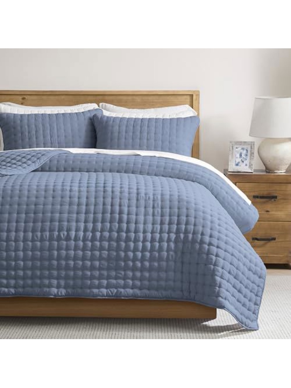 Dusty Blue Cloud King Quilt Set - 3 Piece